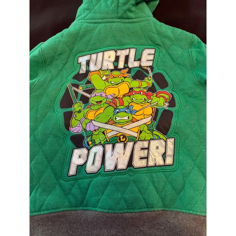 Nickelodeon TMNT Quilted Zip Hoodie Green Turtle Power Sherpa Hood Kids 4 SC5100